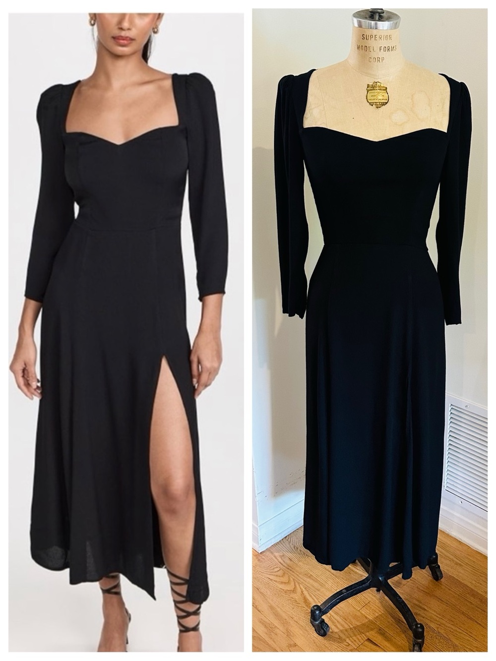 REFORMATION Mara Midi Dress in Black, Sz 6